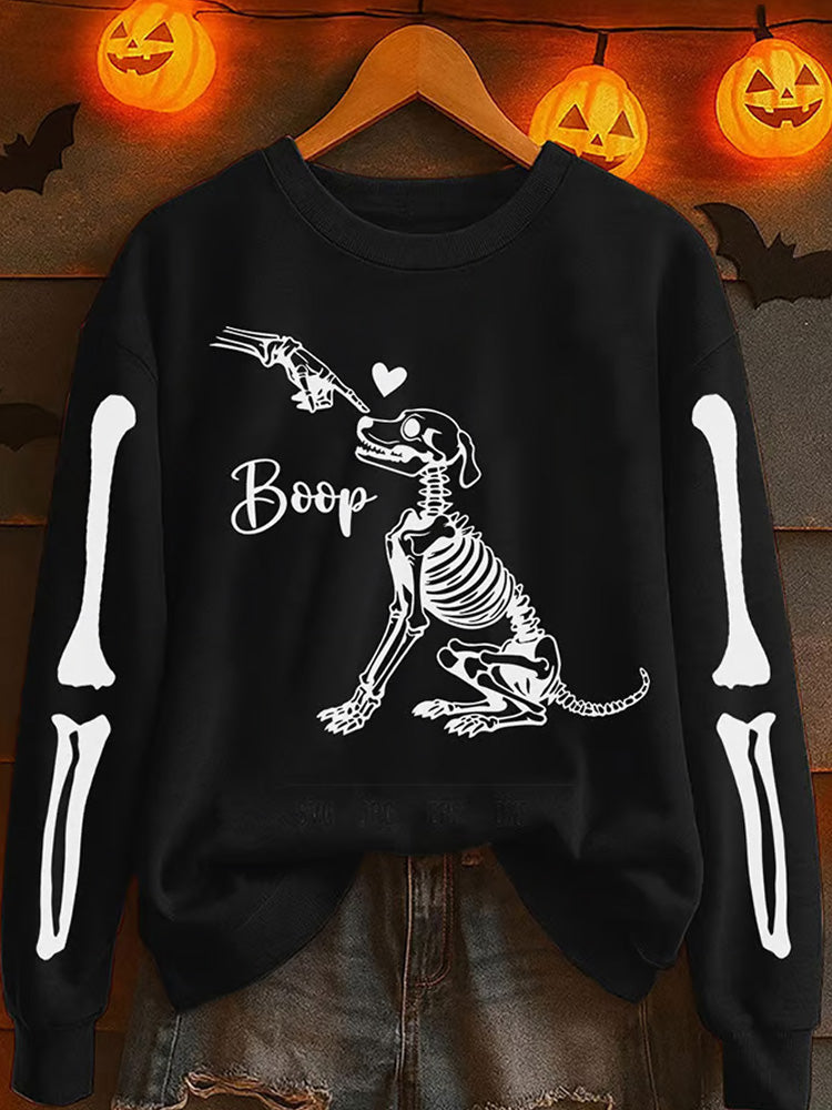 Comstylish Women's Halloween Boop! Printed Crew Neck Sweatshirt