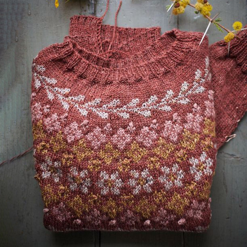 Vintage Floral Pattern Round Neck Comfy Sweater elevenforest