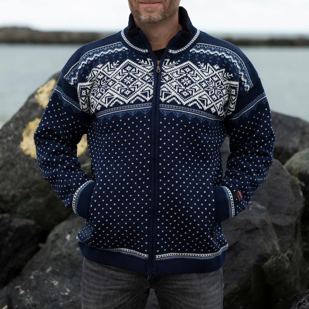 Vintage Warmth Knit Jacquard Icelandic Pattern Zipper Sweater artswardrobe