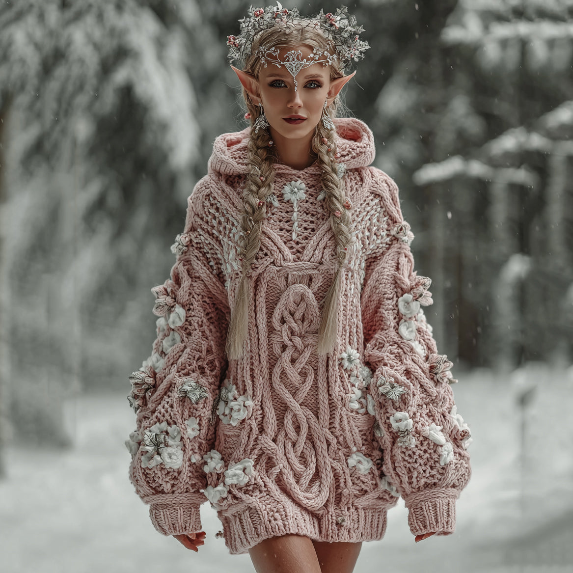 Women's Floral Celtic Knot Hooded Sweater artswardrobe