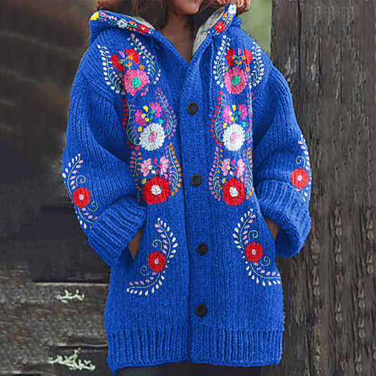 Vintage Mexican Folk Floral Embroidery Sweater Cardigan elevenforest