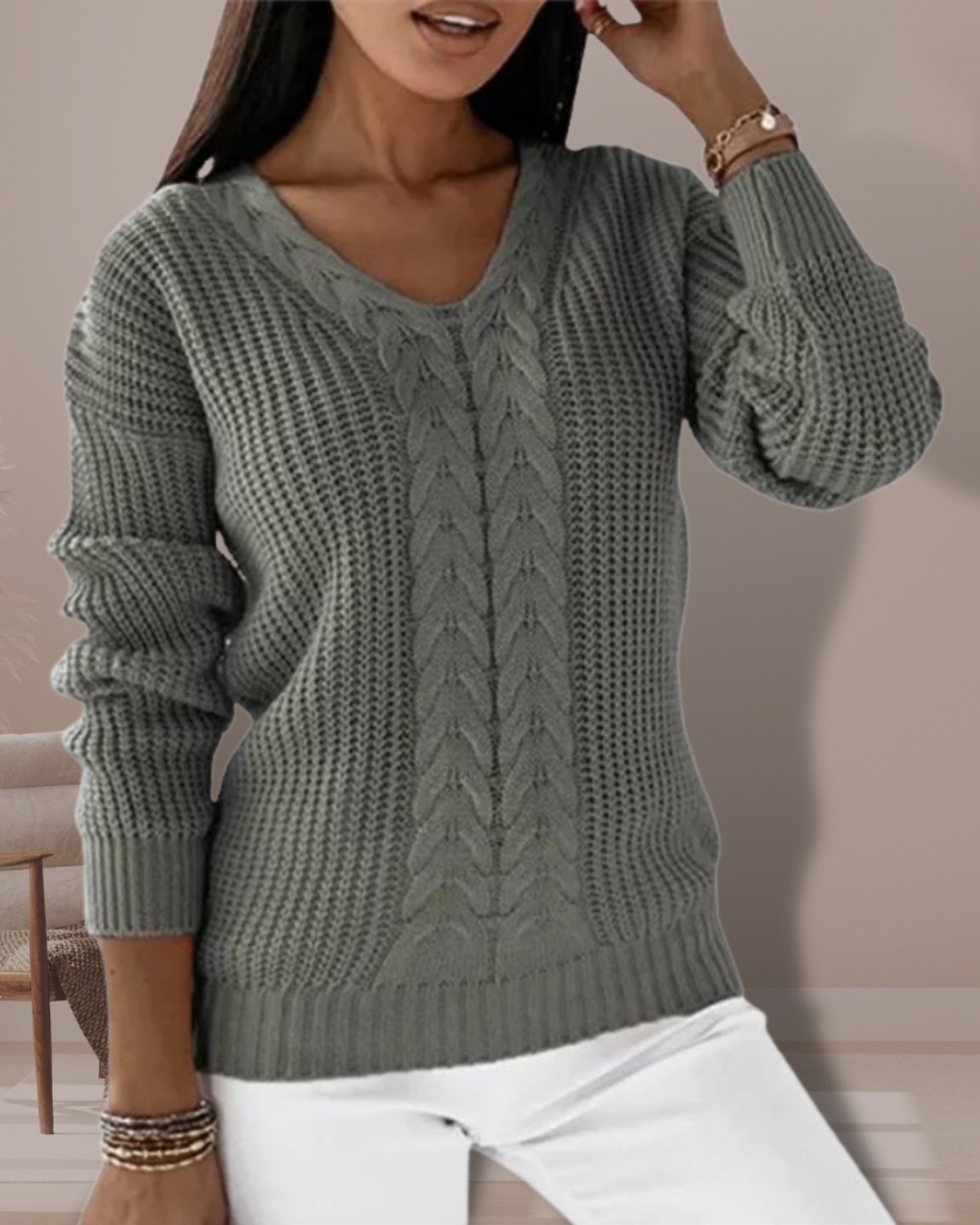 Fiorella® | Elegant knitted sweater with a V-neck