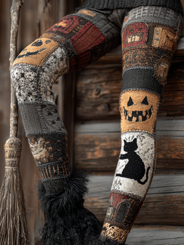 Halloween Women's Atmosphere Patchwork Vintage Pants artswardrobe