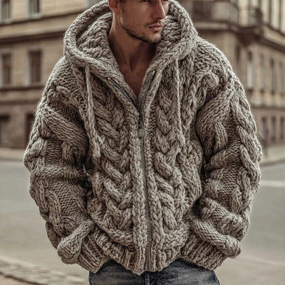 Vintage Fairman Island Jacquard Zip Hooded Cardigan Sweater artswardrobe