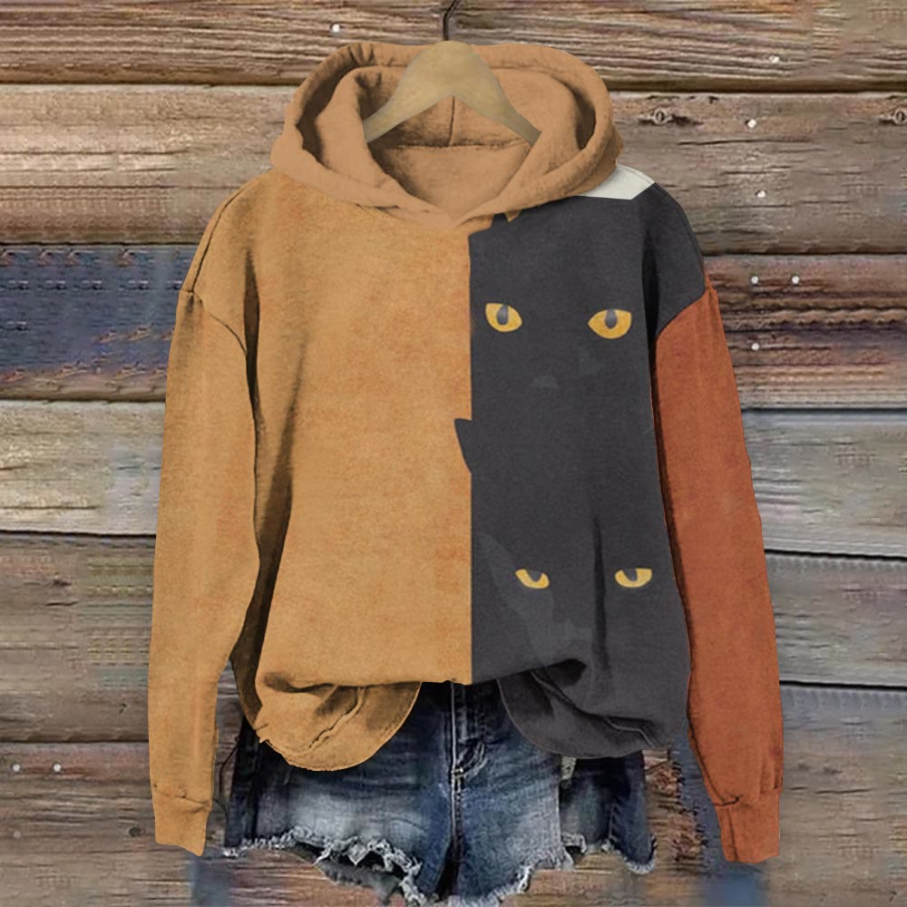 Comstylish Abstract Black Cat Painting Art Women's Hoodie