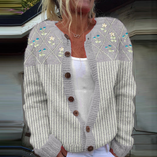 Vintage Icelandic Floral Irregular Knit Sweater elevenforest