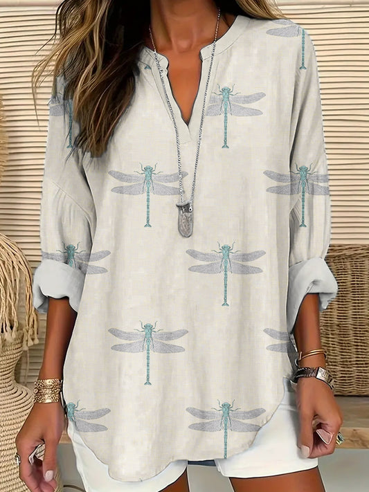 Comstylish Dragonfly Print Women's Long Sleeve Shirt