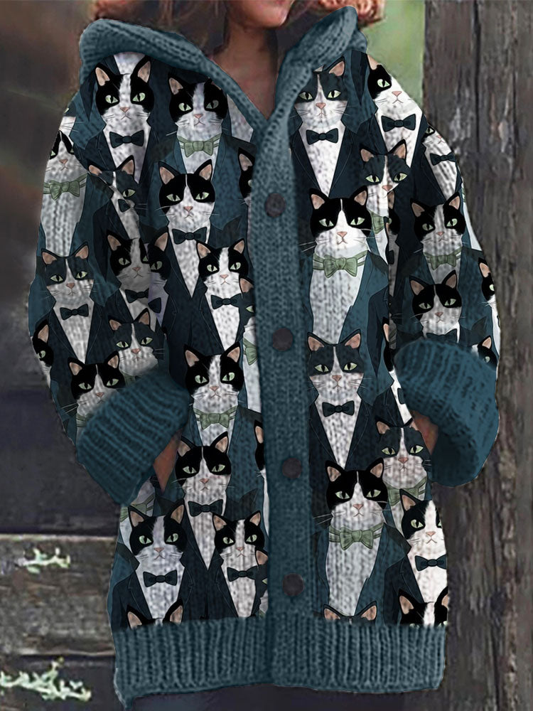 Colorful Cat Pattern Women's Cardigan artswardrobe