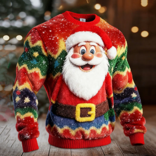 Comstylish Men's Fun Santa Claus Colorful Ugly Sweater