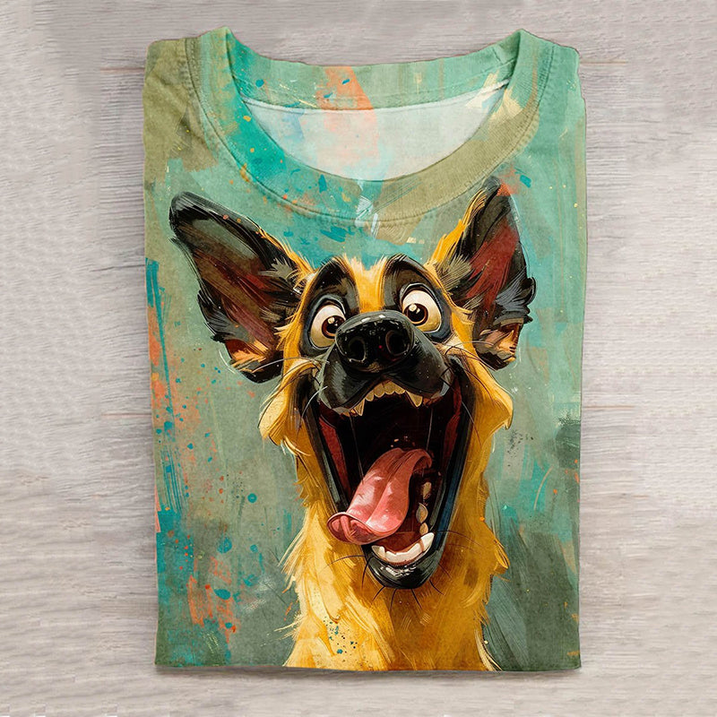 Comstylish Fun Dog Print Short Sleeve Casual T-Shirt