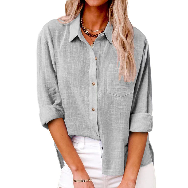Comstylish Women's Loose Simple Long Sleeve Shirts