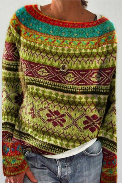 Maglione in cotone con motivi vintage