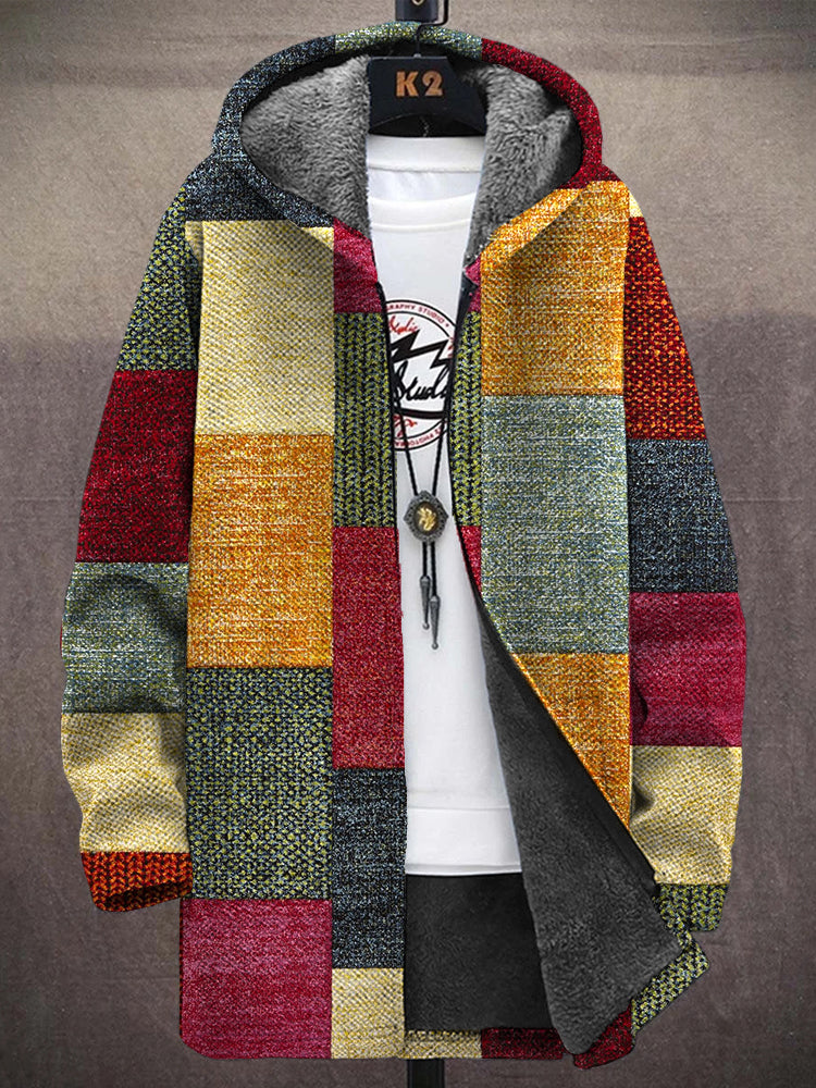 Men's Vintage Colorblock Patchwork Cozy Hooded Coat elevenforest