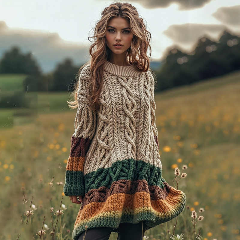 Women's Celtic Knot Colorful Crew Neck Sweater Dress artswardrobe