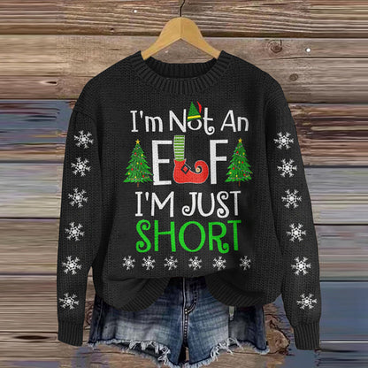 Comstylish Women's Christmas Tree I'm Not An Elf I'm Just Short Ugly Jumper Print Sweater
