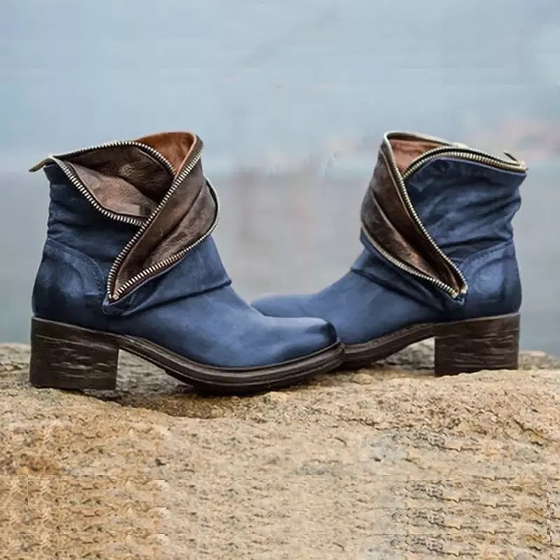 ER | Eleganti stivaletti pieghevoli con chiusura a zip