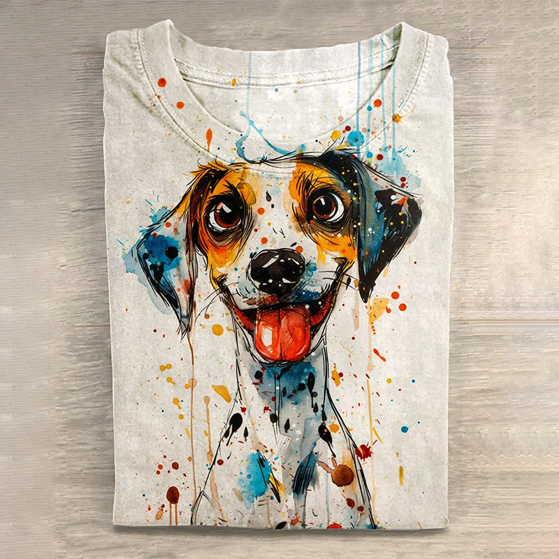 Comstylish Vintage Funny Cute Dog Art Print T-Shirt