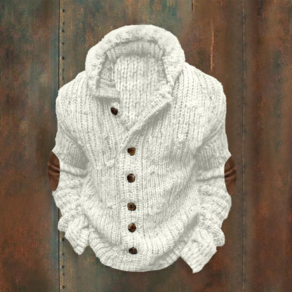 Vintage Cable Knit Basic Buttons Hooded Sweater elevenforest