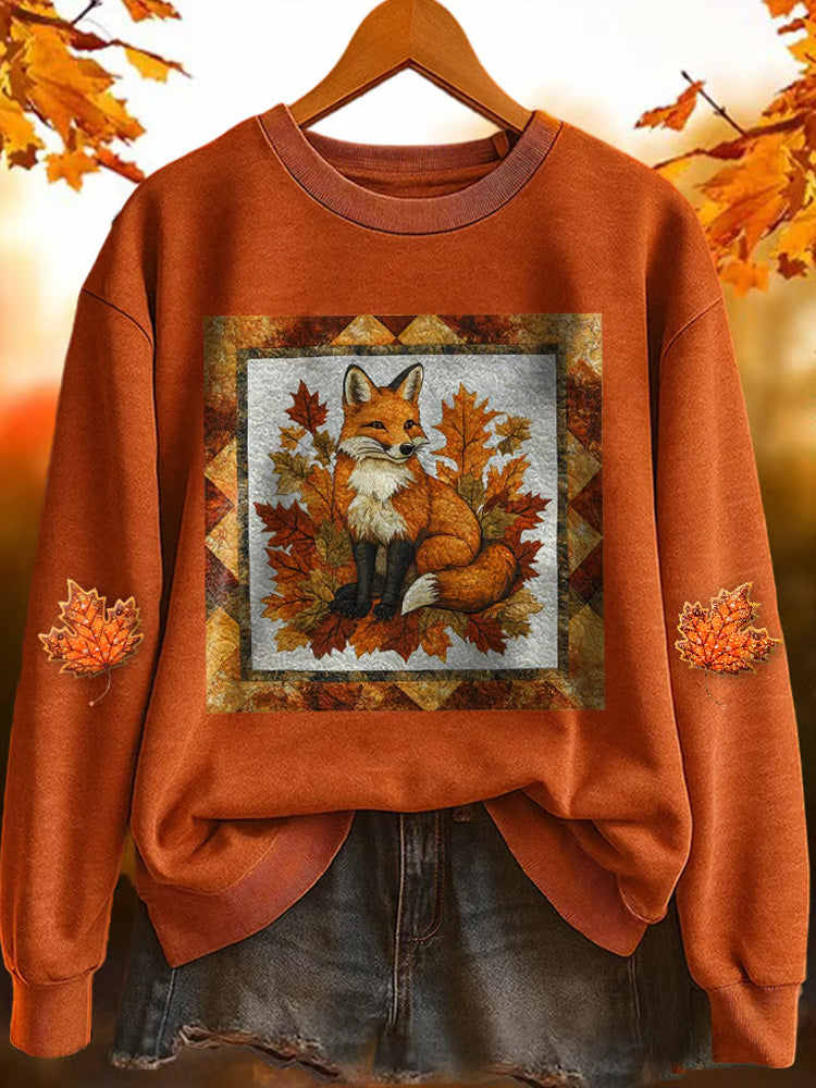 Women's Casual Autumn Fox Print Sweatshirt artswardrobe