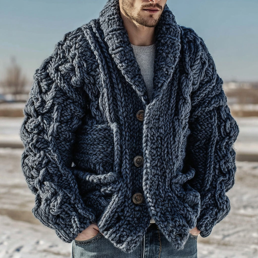 Men's Vintage Fairman Island Jacquard Thick Warm Button Cardigan Sweater artswardrobe