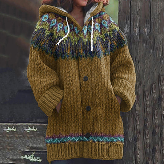 Vintage Colorwork Warmth Knit Jacquard Print Women's Sweater elevenforest