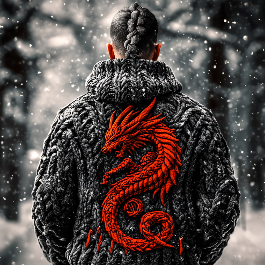 Men's Viking Dragon Style Celtic Thick Zip Hooded Sweater artswardrobe