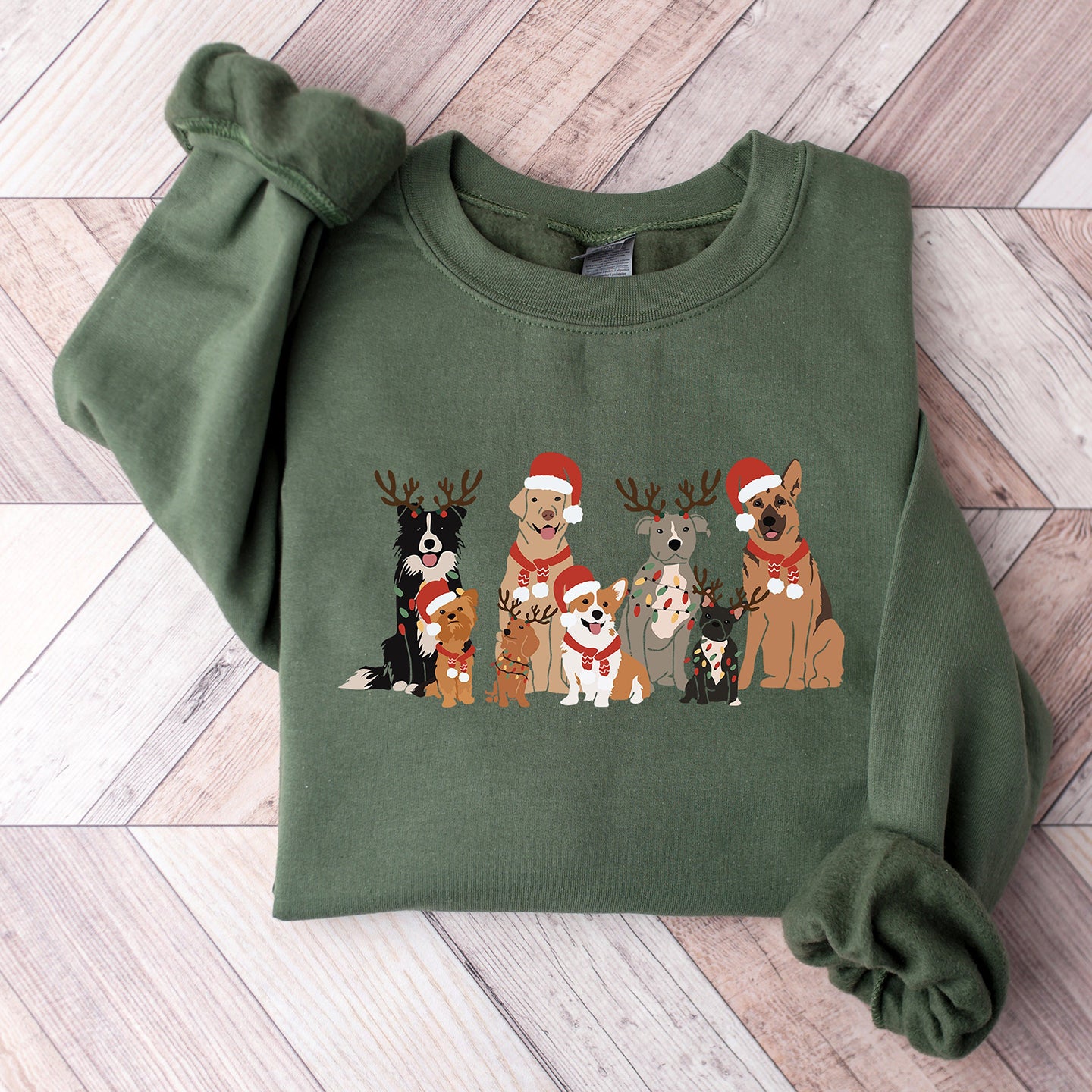 Comstylish Christmas Dog Print Cozy Sweatshirt