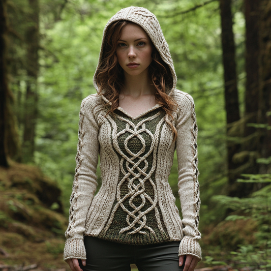 Vintage Celtic Knot Mystical Cozy Hooded Slim Fit Sweater elevenforest