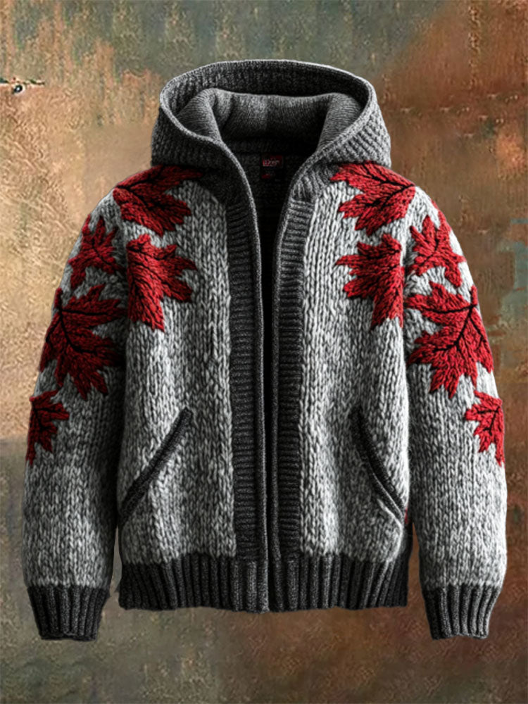 Men's Vintage Canada Maple Leaf Zipper Sweatshirt elevenforest