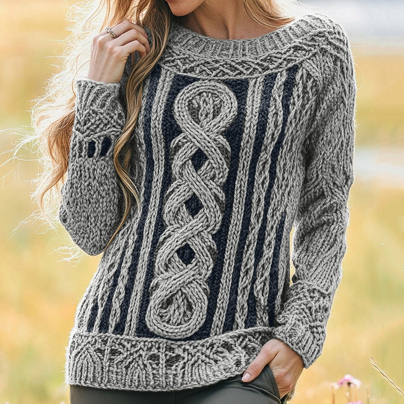 Women's Irish Vintage Celtic Knot Jacquard Sweater artswardrobe