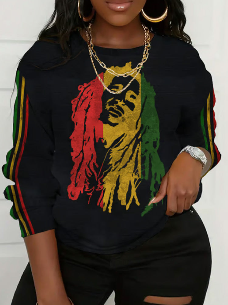 Comstylish Women'S Retro Reggae Print Sweatshirt