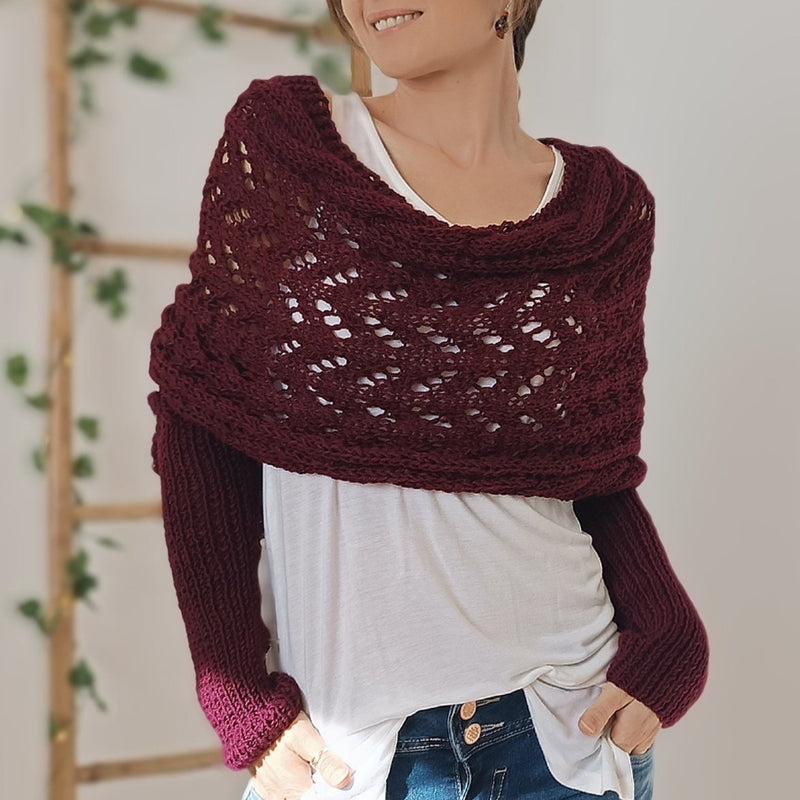 ER | Elegante maglione a portafoglio in maglia con dettaglio traforato