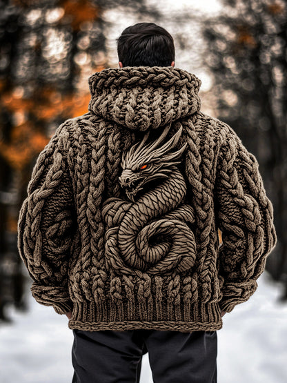 Men's Viking Dragon Style Celtic Thick Zip Hooded Sweater artswardrobe