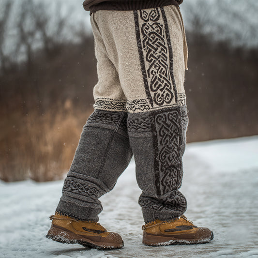 Men's Viking Tribal Celtic Knot Art Cozy Knit Pants artswardrobe