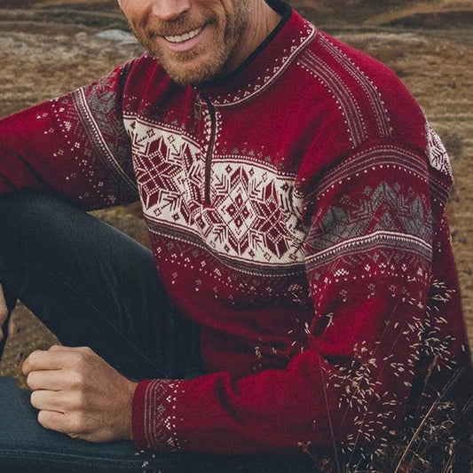 Men's Vintage Christmas Snowflake Sweater elevenforest