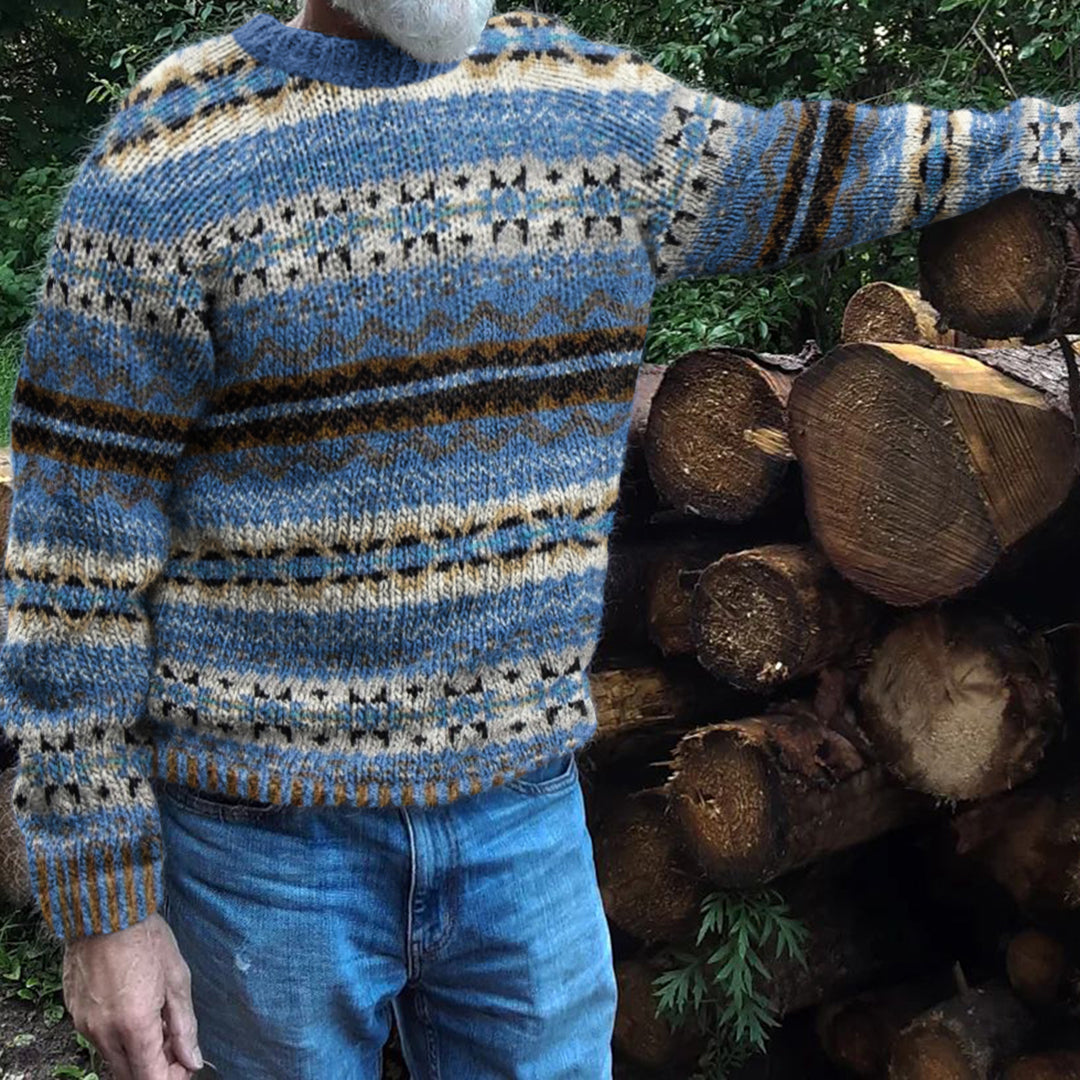 Mens Vintage Fair Isle Knit Pattern Art Cozy Sweater elevenforest