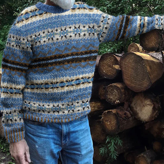 Mens Vintage Fair Isle Knit Pattern Art Cozy Sweater elevenforest