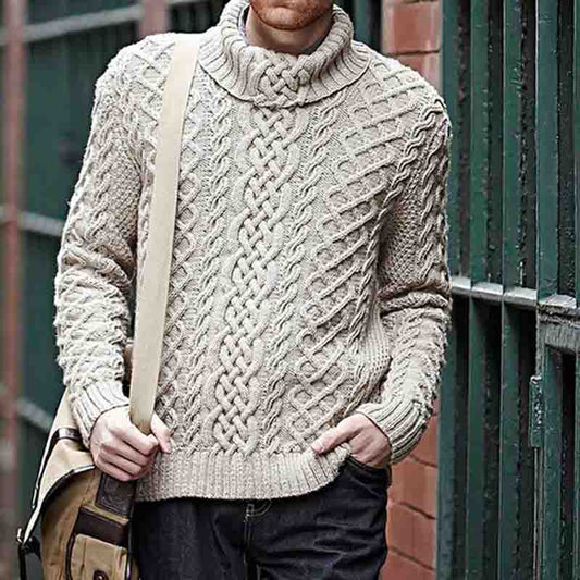 Men'S Vintage Knitted Jacquard PatternTurtleneck Sweater elevenforest
