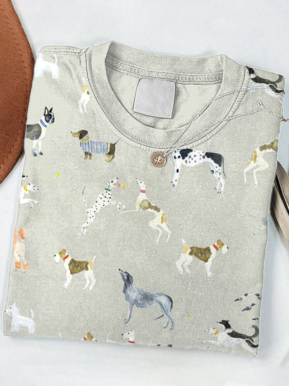 Comstylish Cute Dogs Art Print Short Sleeve T-Shirt