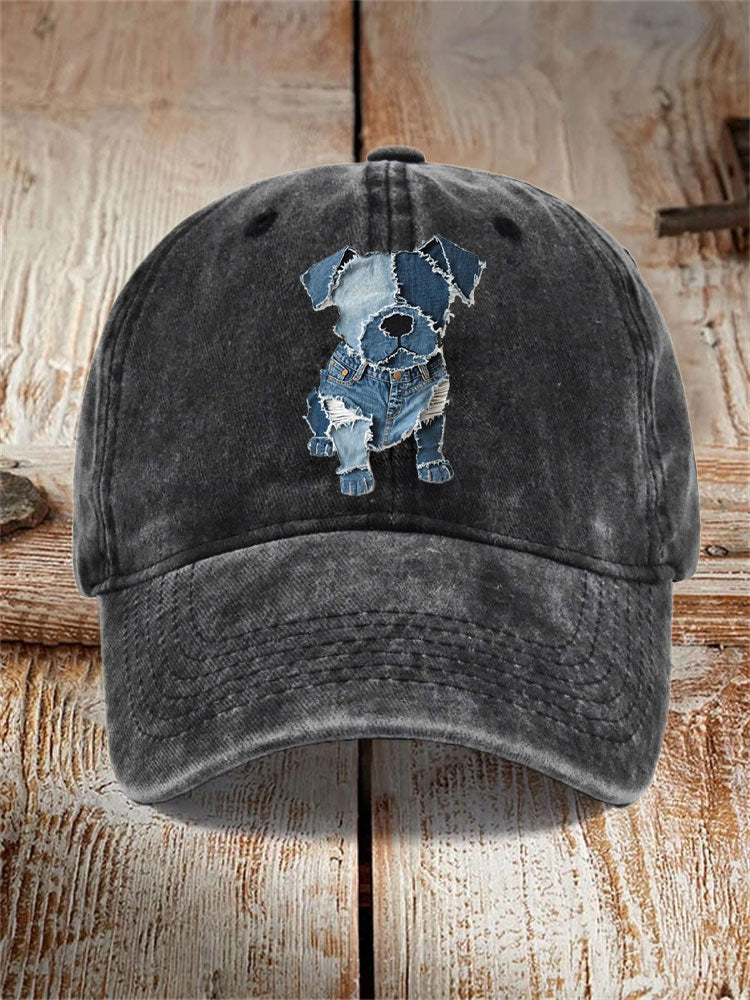 Unisex Funny Denim Dog Print Hats artswardrobe