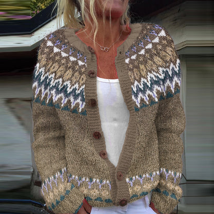 Retro Fairman Island Wave Jacquard Sweater Cardigan elevenforest