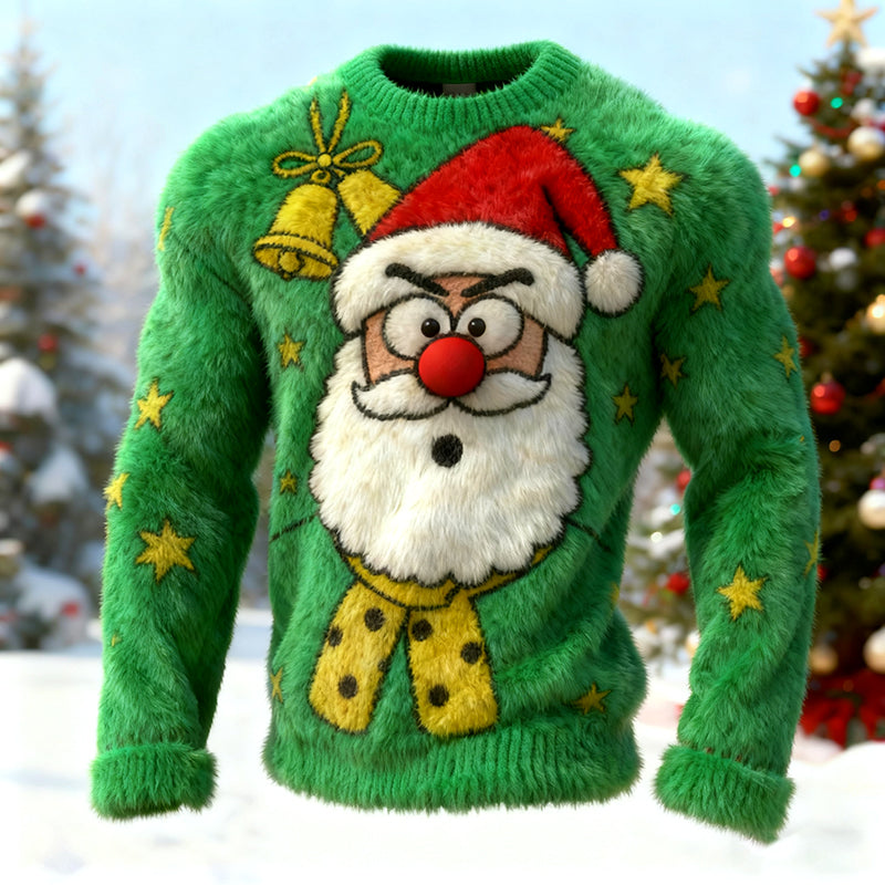 Comstylish Men's Christmas Santa Claus Art Plush Sweatshirt