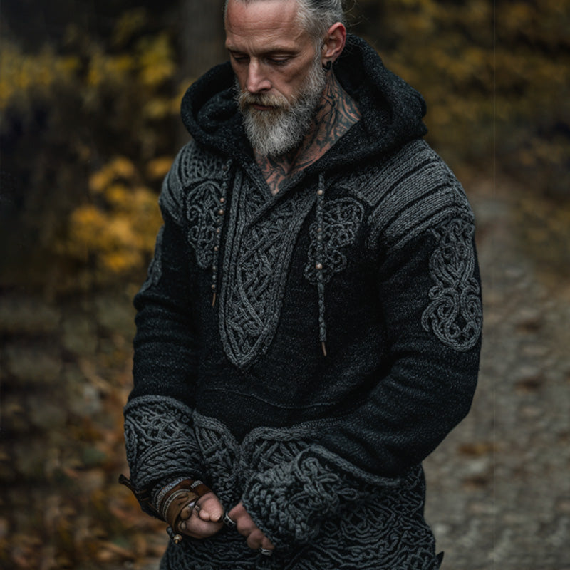 Men's Vintage Halloween Viking Embroidered Sweater artswardrobe