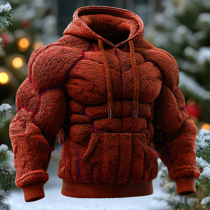 Line Art Knitted Warm Men's Hooded Sweater artswardrobe