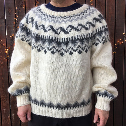 Vintage Knitted Jacquard Iceland Cozy Crew Neck Sweater elevenforest
