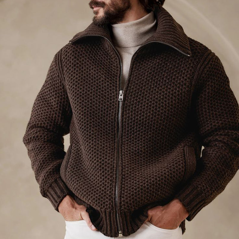 Men'S Vintage Knit Jacquard Zipper Sweater elevenforest