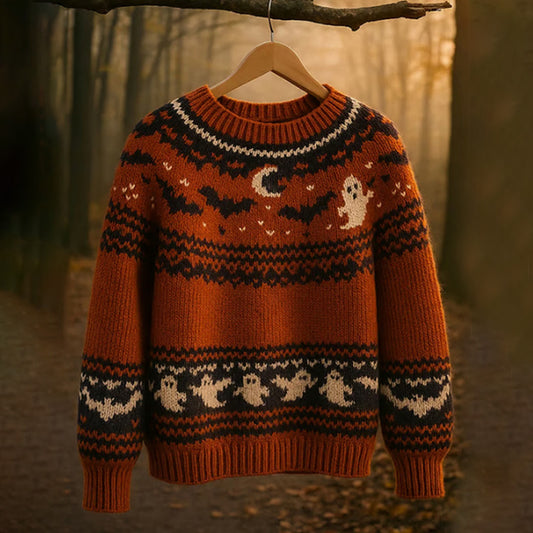 Women's Retro Halloween Print Sweater artswardrobe