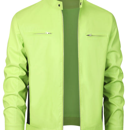 LP | Elegante giacca in pelle PU con blocchi di colore e design a più cerniere