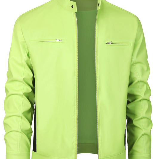 LP | Elegante giacca in pelle PU con blocchi di colore e design a più cerniere