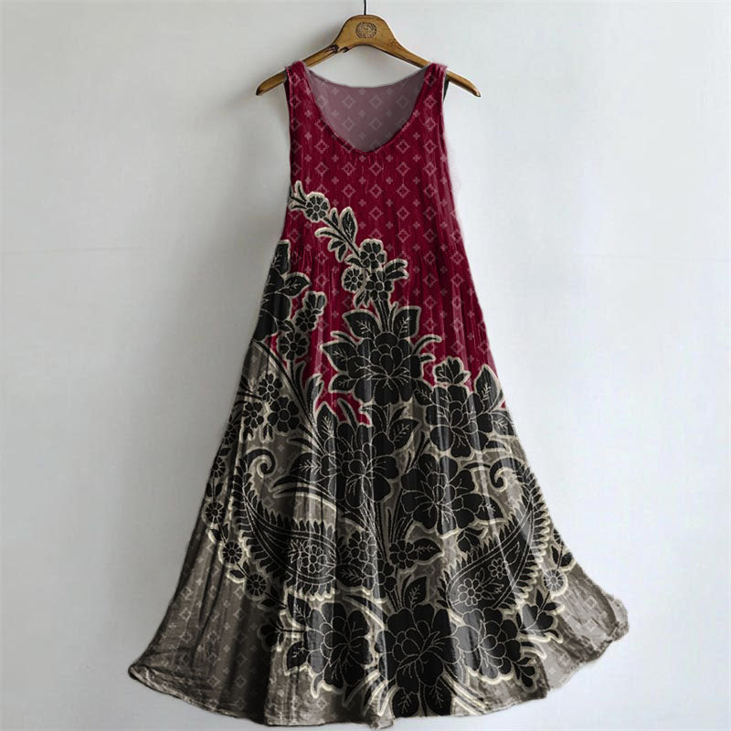 Women's Vintage Floral Tattoo Pattern Art Print Sleeveless Cotton Pock